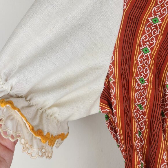 Vintage 70s Prairie Boho Striped Maxi Dress size S? - Picture 10 of 12